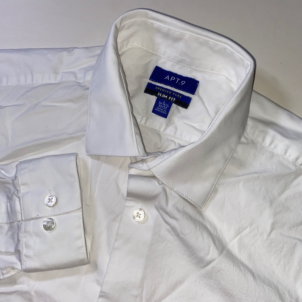Apt. 9 Premier Flex Slim Fit White Dress Shirt Mens 16-16.5 32/33 L C212